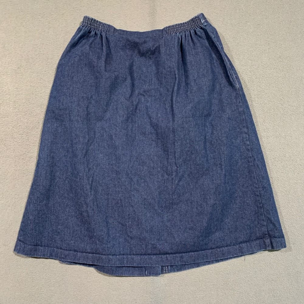 Alfred Dunner Denim Skirt Women 12 Blue Button Front Midi Vintage Made in USA - Picture 5 of 5